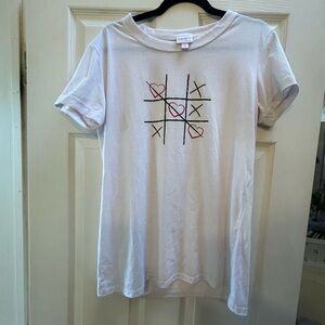 LuLaRoe White Tee with Heart Tic-Tac-Toe Design